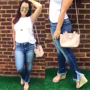 Kancan KC9167QM High Rise Fringe Hem Skinny Jeans